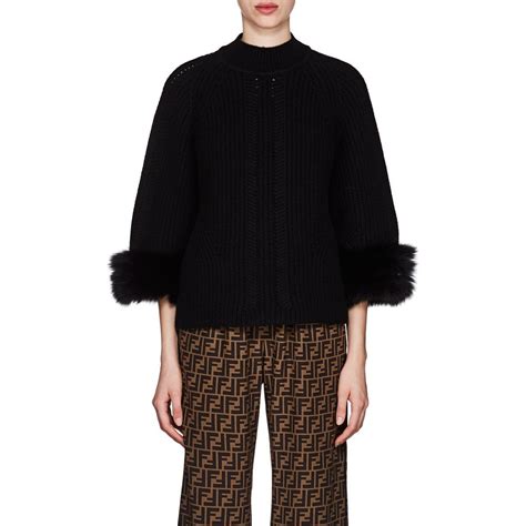 fendi wool sweater with fur pocket|fendi oversized sweater.